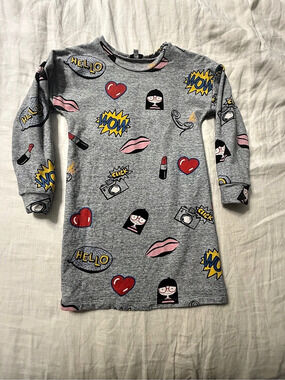 Little Marc Jacobs Girls Long Sleeve Graphic Dress Size 5 Like New